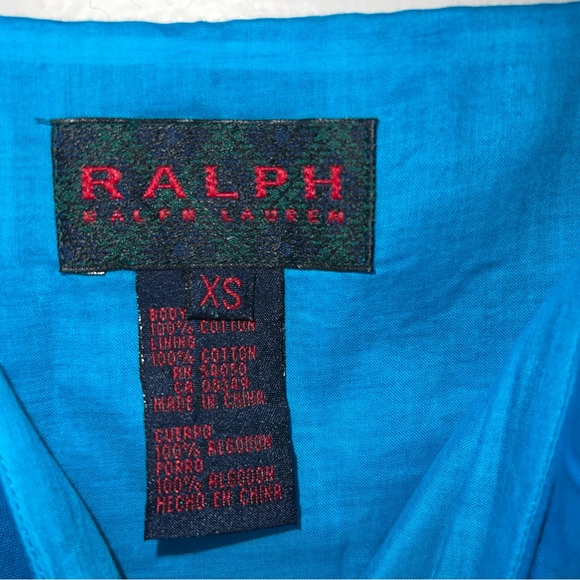 Ralph Ralph Lauren Vintage Blue Embroidered Cotton Spaghetti Strap Dress Size XS - Picture 5 of 8